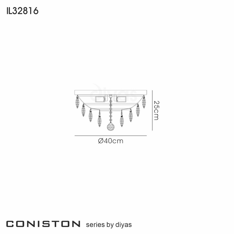 Load image into Gallery viewer, Diyas IL32816 Coniston Flush Ceiling, 3 Light E14, French Gold/Crystal
