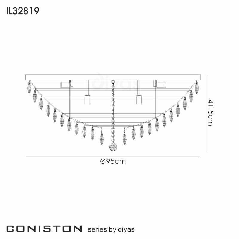 Load image into Gallery viewer, Diyas IL32819 Coniston Flush Ceiling, 15 Light E14, French Gold/Crystal
