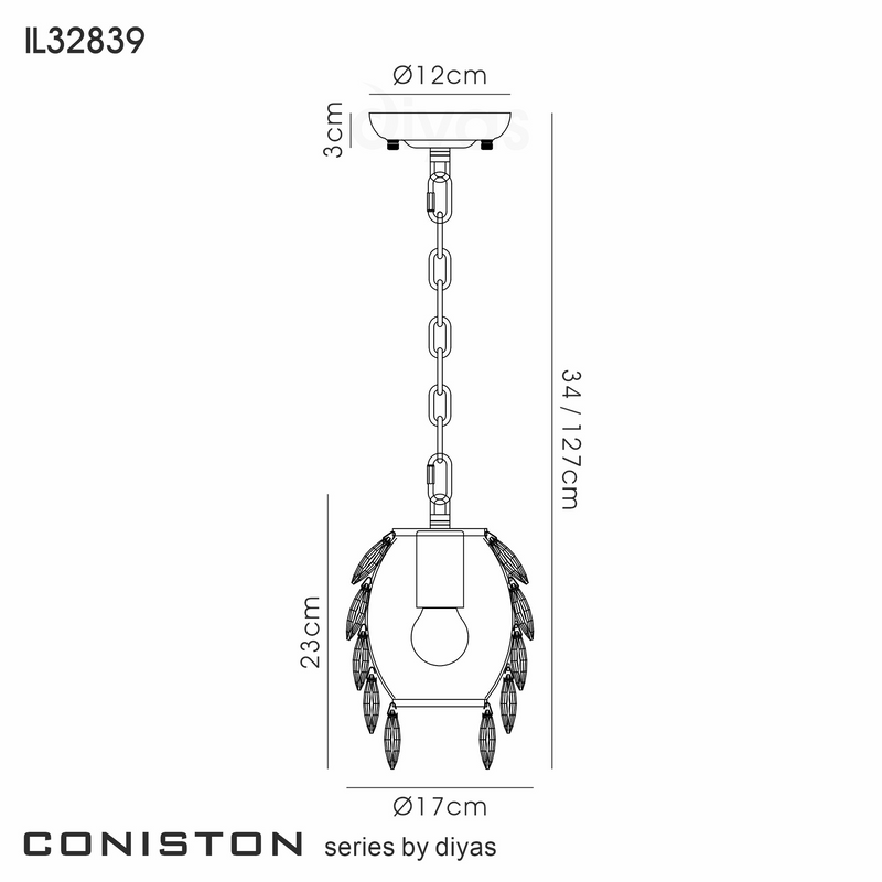 Load image into Gallery viewer, Diyas IL32839 Coniston Pendant 5 Layer, 1 Light E27, French Gold/Crystal
