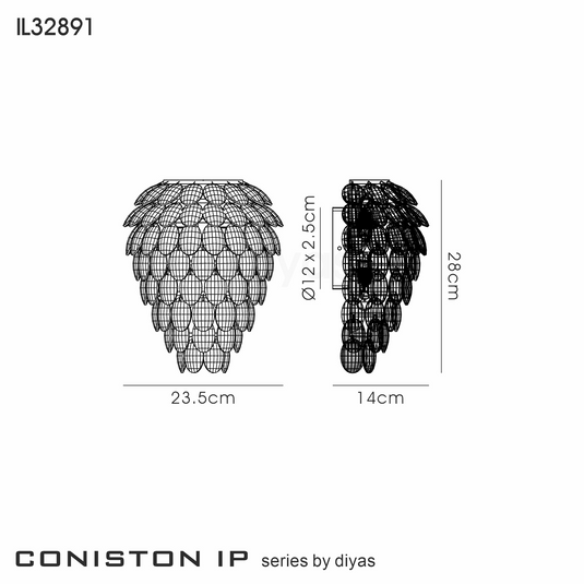 Diyas IL32891 Coniston IP Wall Lamp, 4 Light G9, IP44, Polished Chrome/Crystal
