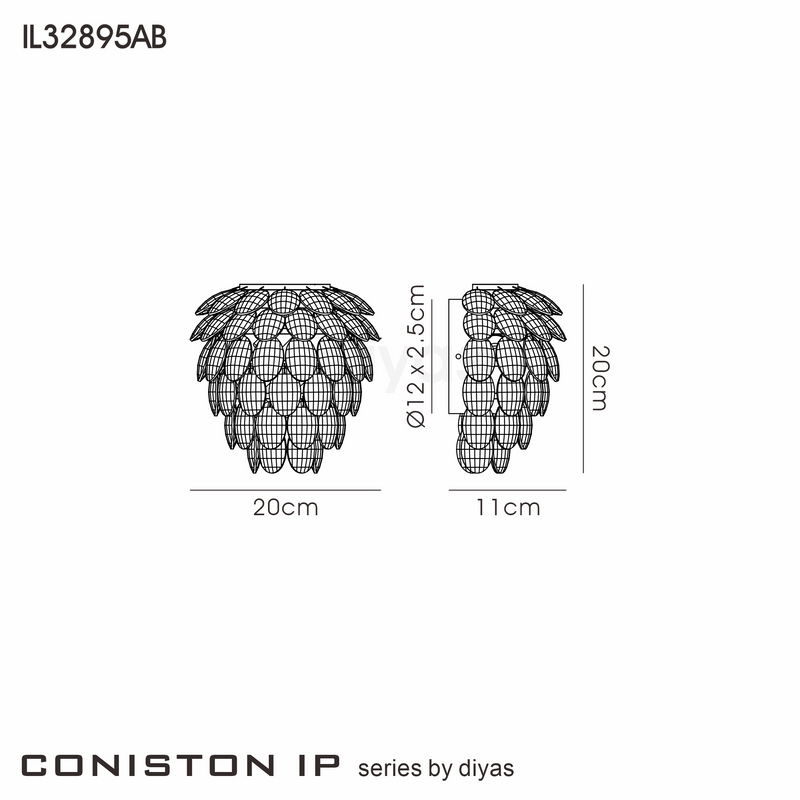 Load image into Gallery viewer, Diyas IL32895AB Coniston IP Wall Lamp, 2 Light G9, IP44, Antique Brass/Crystal - 60966
