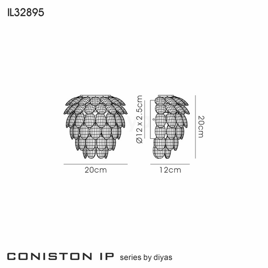 Diyas IL32895 Coniston IP Wall Lamp, 2 Light G9, IP44, French Gold/Crystal