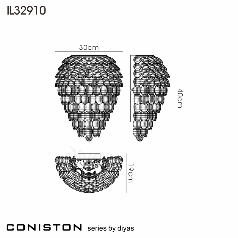 Load image into Gallery viewer, Diyas IL32910 Coniston Tall Wall Lamp, 4 Light E14, Polished Chrome/Crystal
