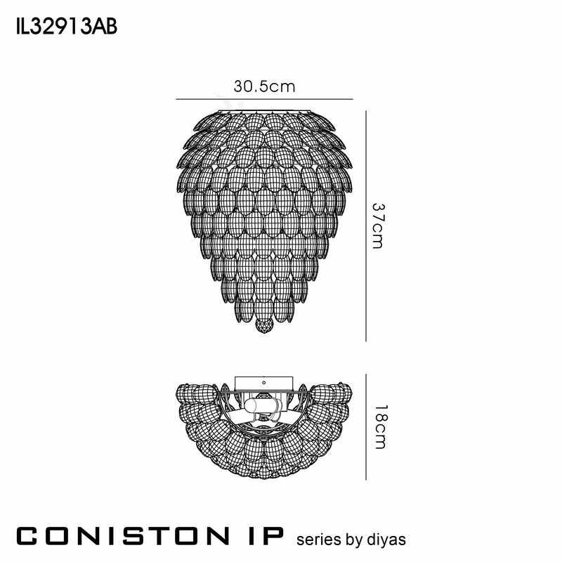 Load image into Gallery viewer, Diyas IL32913AB Coniston Tall Wall Lamp, 6 Light G9, IP44, Antique Brass/Crystal - 60970

