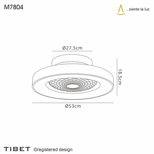 Mantra M7804 Tibet Mini 70W LED Dimmable Ceiling Light With 35W DC Reversible Fan, Remote, 3900lm, White -