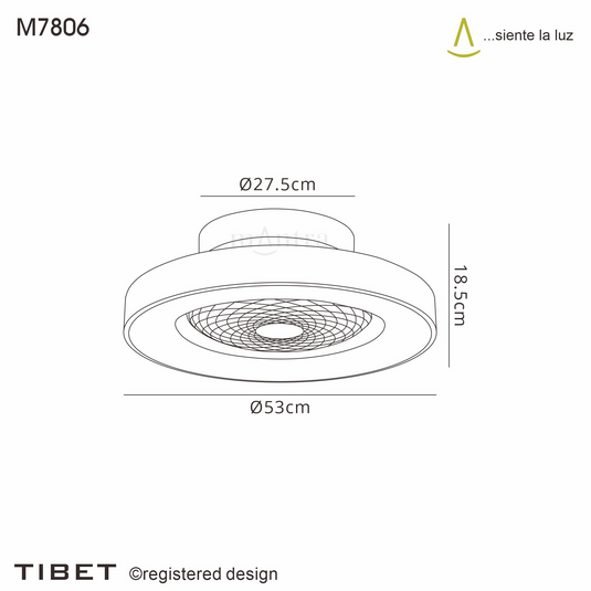 Mantra M7806 Tibet Mini 70W LED Dimmable Ceiling Light With 35W DC Reversible Fan, Remote, 3900lm, Wood Effect/White -