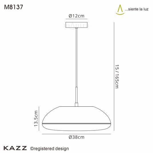 Mantra M8137 Kazz Pendant 38cm Round, 4 x E27 (Max 20W LED), White- 56643