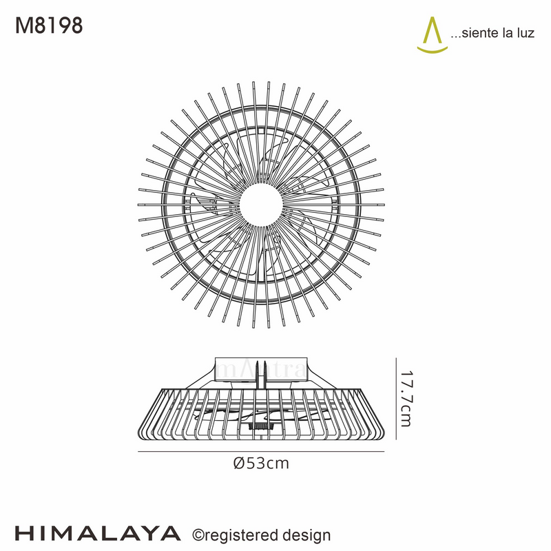 Load image into Gallery viewer, Mantra M8198 Himalaya Mini 53cm 70W LED Round Ceiling Light With 30W DC Reversible Fan, 2700-5000K Tuneable White, 4900lm, Remote Control, Wood -
