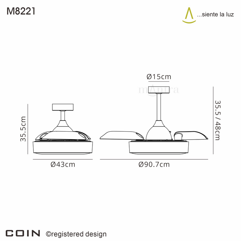 Load image into Gallery viewer, Coin Mini M8221 45W LED Dimmable Ceiling Light With Built-In 25W DC Reversible Fan, Black, 2500lm -
