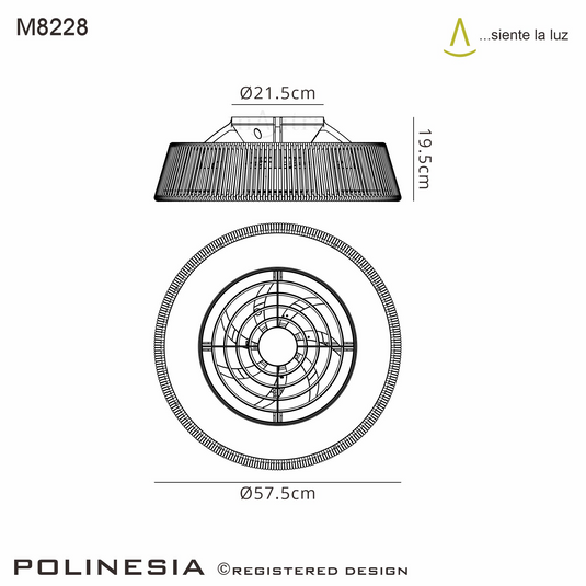 Mantra M8228 Polinesia Nautica Mini 55W LED Dimmable Ceiling Light With Built-In 25W DC Reversible Fan, Beige Oscu, 3800lm -
