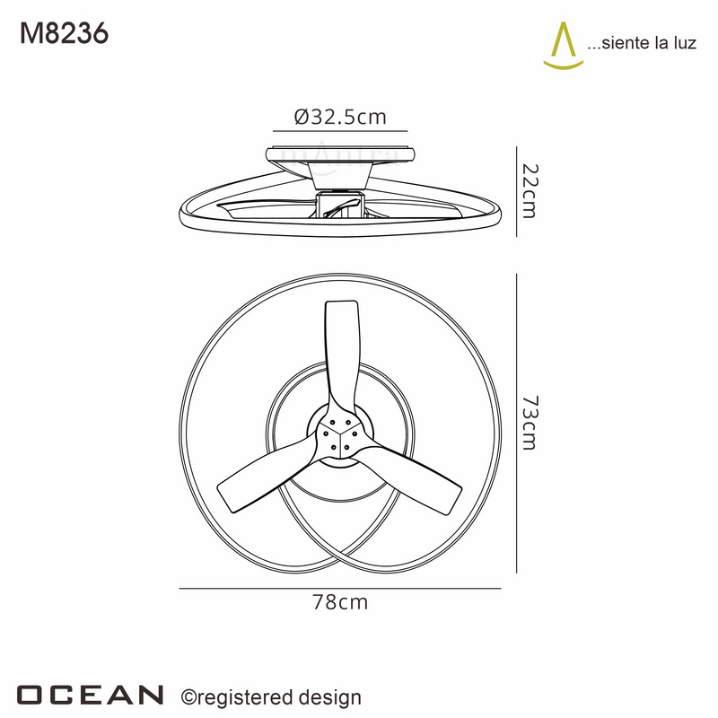 Load image into Gallery viewer, Ocean M8236 60W LED Dimmable Ceiling Light With Built-In 35W DC Reversible Fan, Black, 4200lm, -
