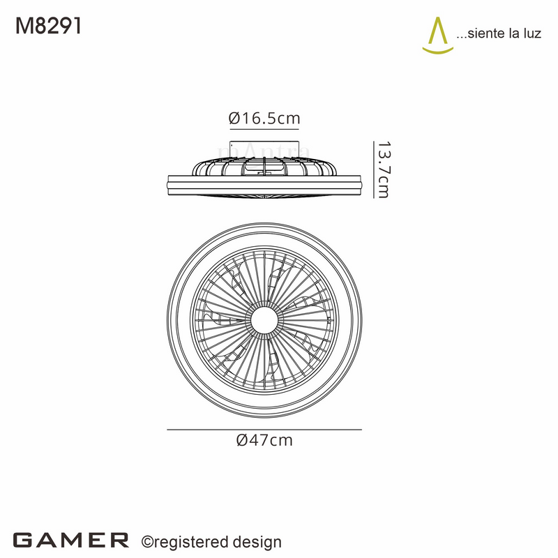 Load image into Gallery viewer, Mantra M8291 Gamer 40W LED Dimmable White/RGB Ceiling Light With Built-In 20W DC Reversible Fan, c/w Remote Control, 4200lm, White -
