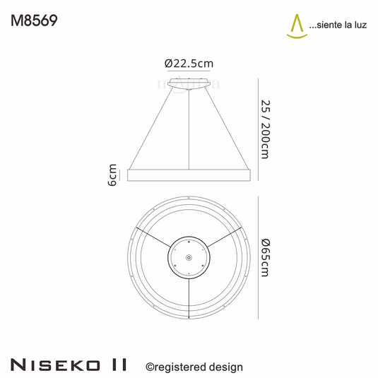 Mantra M8569 Niseko II Ring Pendant 65cm 50W LED, 2700K-5000K Tuneable, 3760lm, Remote Control & APP, White, 3yrs Warranty - 60802