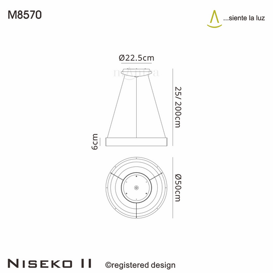 Mantra M8570 Niseko II Ring Pendant 50cm 40W LED, 2700K-5000K Tuneable, 2950lm, Remote Control & APP, White, 3yrs Warranty - 60735