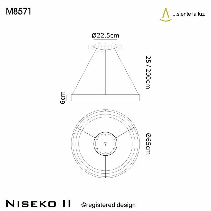 Load image into Gallery viewer, Mantra M8571 Niseko II Ring Pendant 65cm 50W LED, 2700K-5000K Tuneable, 3760lm, Remote Control &amp; APP, Black -
