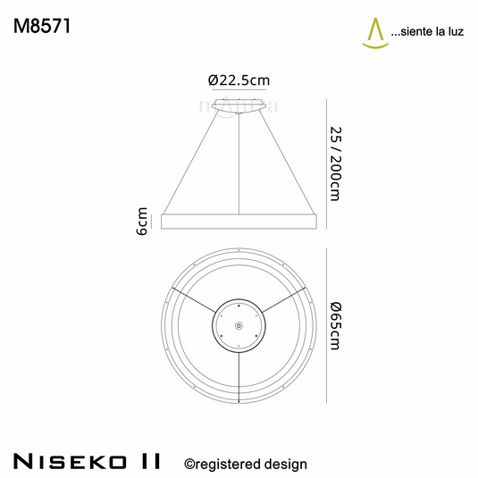 Mantra M8571 Niseko II Ring Pendant 65cm 50W LED, 2700K-5000K Tuneable, 3760lm, Remote Control & APP, Black -