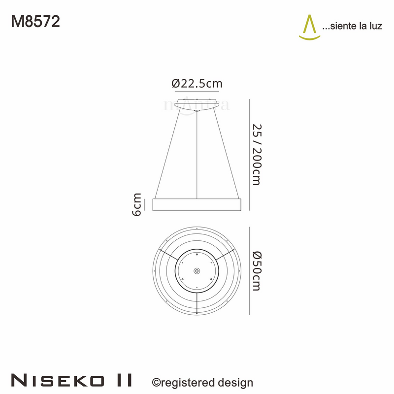 Load image into Gallery viewer, Mantra M8572 Niseko II Ring Pendant 50cm 40W LED, 2700K-5000K Tuneable, 2950lm, Remote Control &amp; APP, Black -

