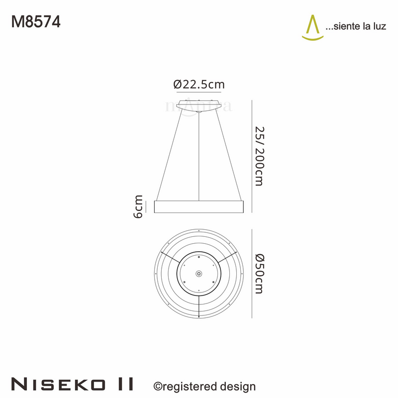 Load image into Gallery viewer, Mantra M8574 Niseko II Ring Pendant 50cm 40W LED, 2700K-5000K Tuneable, 2950lm, Remote Control &amp; APP, Gold -
