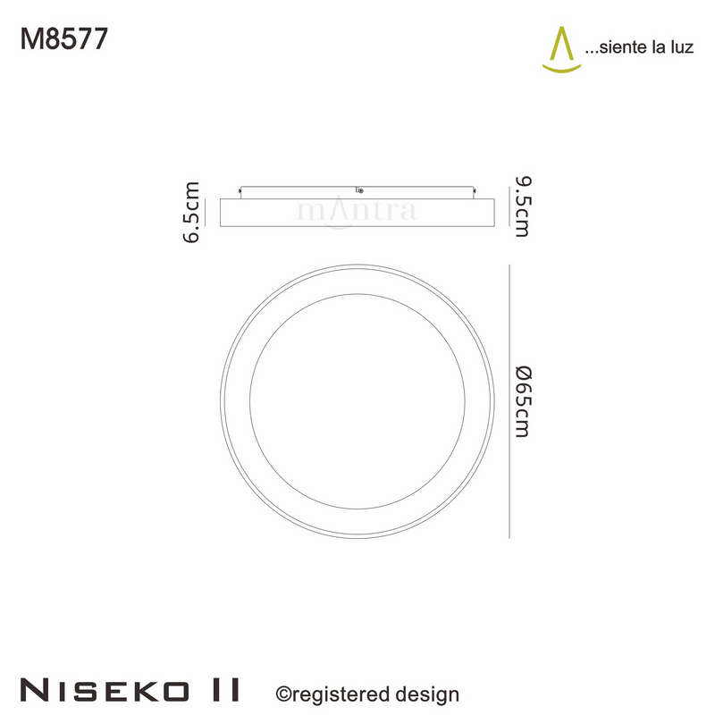 Load image into Gallery viewer, Mantra M8577 Niseko II Ring Ceiling 65cm 50W LED, 2700K-5000K Tuneable, 3760lm, Remote Control &amp; APP, White, 3yrs Warranty - 60798
