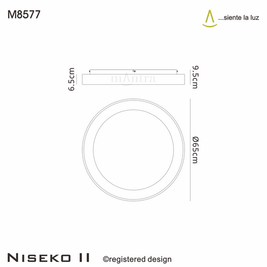 Mantra M8577 Niseko II Ring Ceiling 65cm 50W LED, 2700K-5000K Tuneable, 3760lm, Remote Control & APP, White, 3yrs Warranty - 60798