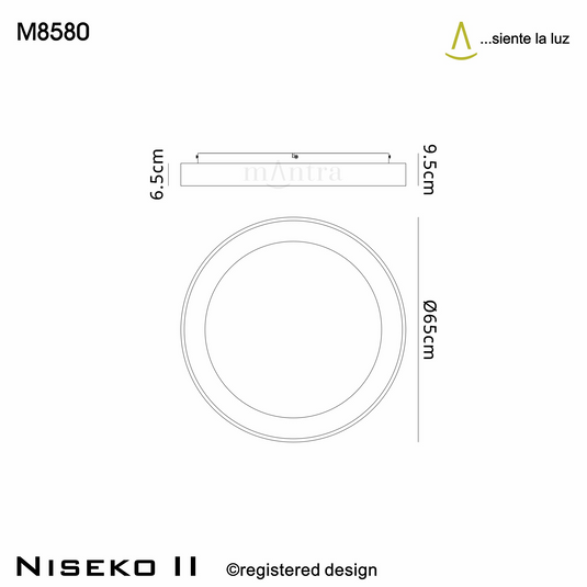 Mantra M8580 Niseko II Ring Ceiling 65cm 50W LED, 2700K-5000K Tuneable, 3760lm, Remote Control & APP, Black -
