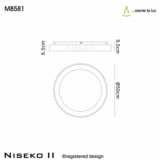 Mantra M8581 Niseko II Ring Ceiling 50cm 40W LED, 2700K-5000K Tuneable, 2950lm, Remote Control & APP, Black -