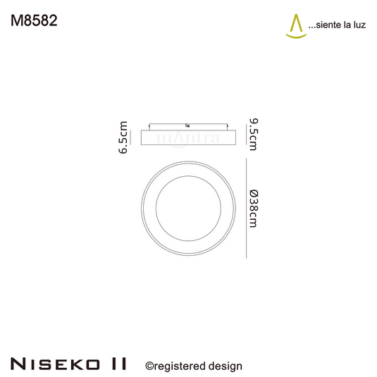 Mantra M8582 Niseko II Ring Ceiling 38cm 30W LED, 2700K-5000K Tuneable, 2250lm, Remote Control & APP, Black -