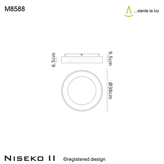 Mantra M8588 Niseko II Ring Ceiling 38cm 30W LED, 2700K-5000K Tuneable, 2250lm, Remote Control & APP, Wood -