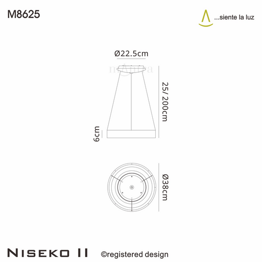 Mantra M8625 Niseko II Ring Pendant 38cm 30W LED, 2700K-5000K Tuneable, 2250lm, Remote Control & APP, White, 3yrs Warranty - 60782