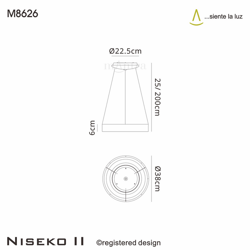 Load image into Gallery viewer, Mantra M8626 Niseko II Ring Pendant 38cm 30W LED, 2700K-5000K Tuneable, 2250lm, Remote Control &amp; APP, Black -
