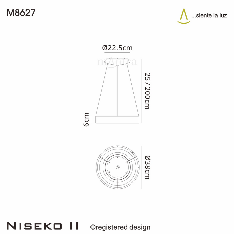 Load image into Gallery viewer, Mantra M8627 Niseko II Ring Pendant 38cm 30W LED, 2700K-5000K Tuneable, 2250lm, Remote Control &amp; APP, Gold -
