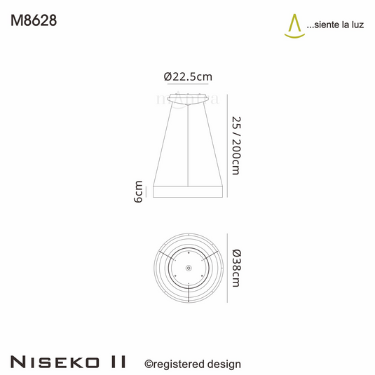 Mantra M8628 Niseko II Ring Pendant 38cm 30W LED, 2700K-5000K Tuneable, 2250lm, Remote Control & APP, Wood -