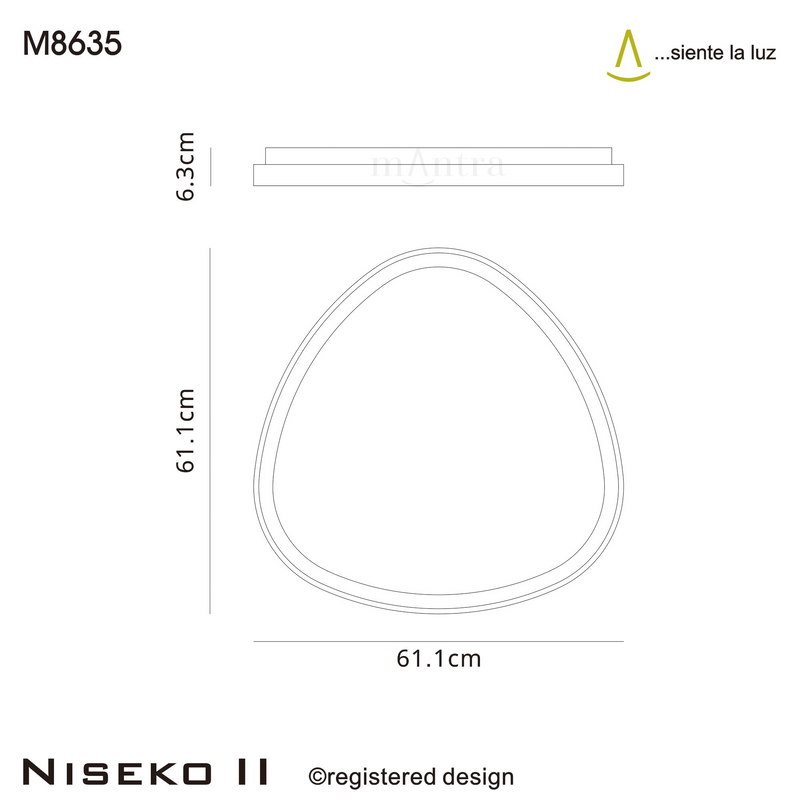 Load image into Gallery viewer, Mantra M8635 Niseko II Triangular Ceiling 61cm 50W LED, 2700K-5000K Tuneable, 3000lm, Remote Control, Gold -
