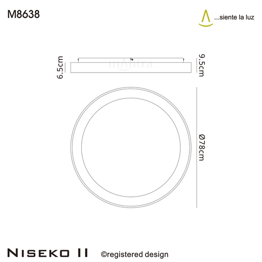 Mantra M8638 Niseko II Ring Ceiling 78cm 58W LED, 2700K-5000K Tuneable, 4700lm, Remote Control, White, 3yrs Warranty - 60807