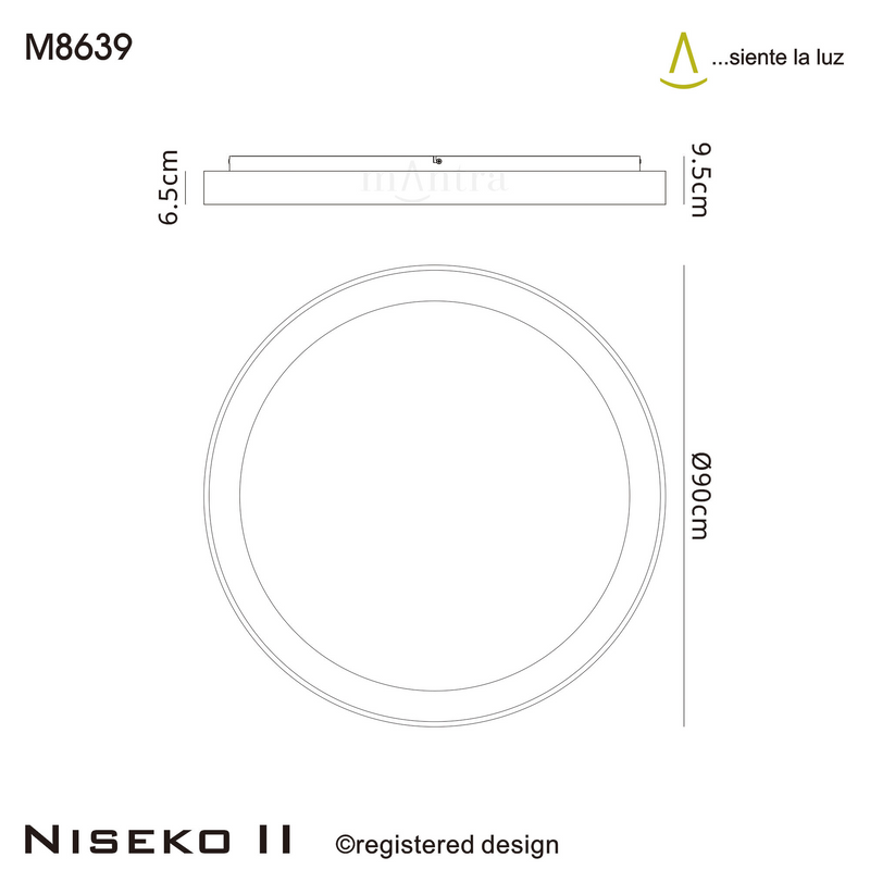 Load image into Gallery viewer, Mantra M8639 Niseko II Ring Ceiling 90cm 78W LED, 2700K-5000K Tuneable, 6200lm, Remote Control, Black -
