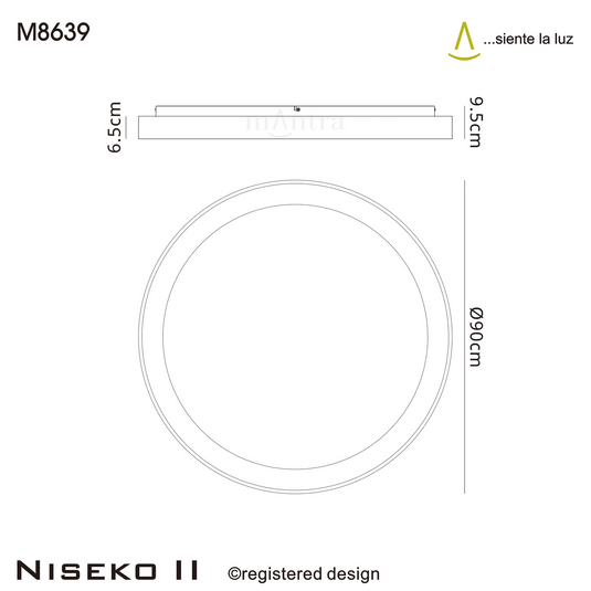 Mantra M8639 Niseko II Ring Ceiling 90cm 78W LED, 2700K-5000K Tuneable, 6200lm, Remote Control, Black -