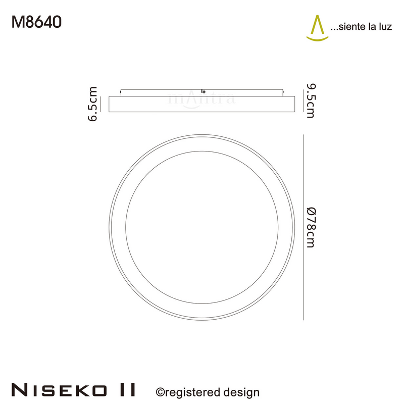 Load image into Gallery viewer, Mantra M8640 Niseko II Ring Ceiling 78cm 58W LED, 2700K-5000K Tuneable, 4700lm, Remote Control, Black -
