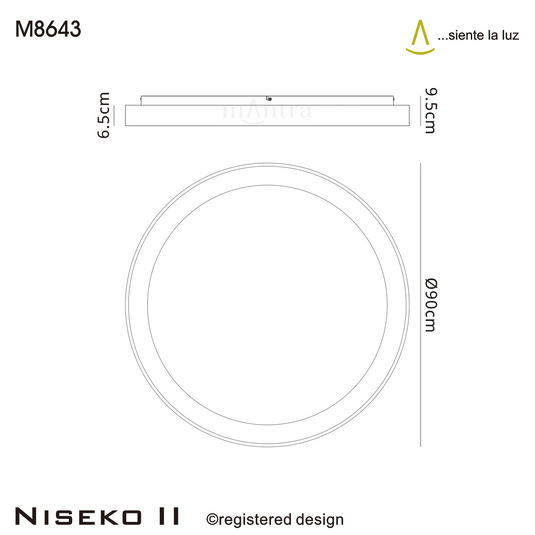 Mantra M8643 Niseko II Ring Ceiling 90cm 78W LED, 2700K-5000K Tuneable, 6200lm, Remote Control, Wood -