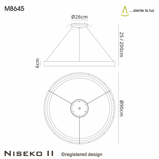 Mantra M8645 Niseko II Ring Pendant 90cm 66W LED, 2700K-5000K Tuneable, 5440lm, Remote Control, White, 3yrs Warranty 60811