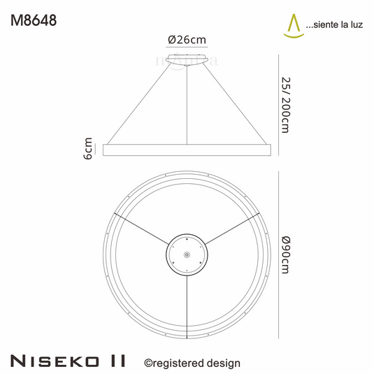 Mantra M8648 Niseko II Ring Pendant 90cm 66W LED, 2700K-5000K Tuneable, 5440lm, Remote Control, Wood -