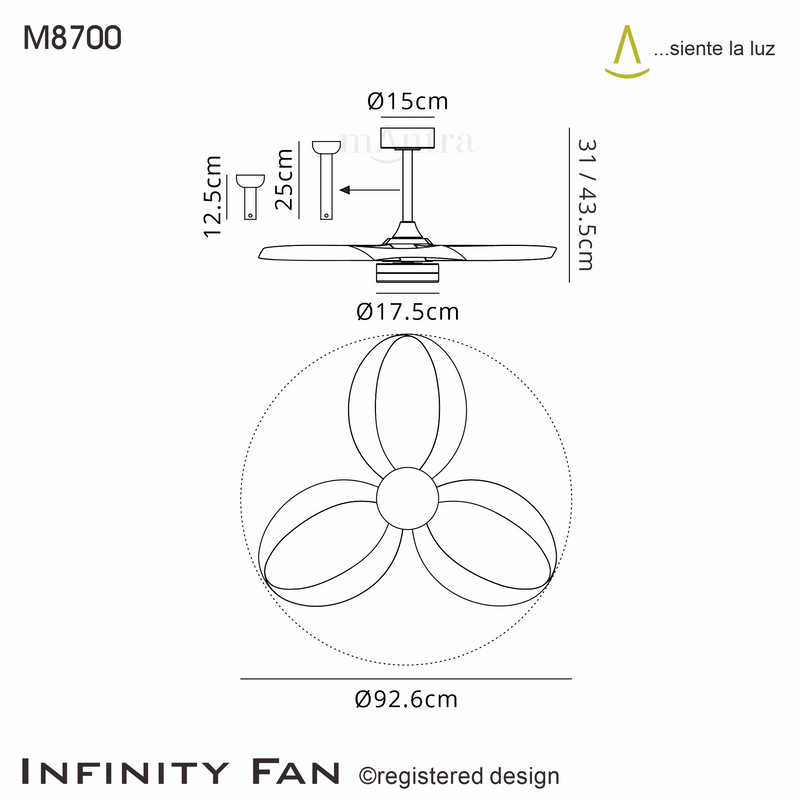 Load image into Gallery viewer, Mantra M8700 Infinity Fan 24W LED Dimmable Ceiling Light With Built-In 30W DC Reversible Fan, Remote Control 2700-5000K, 1800lm, White -
