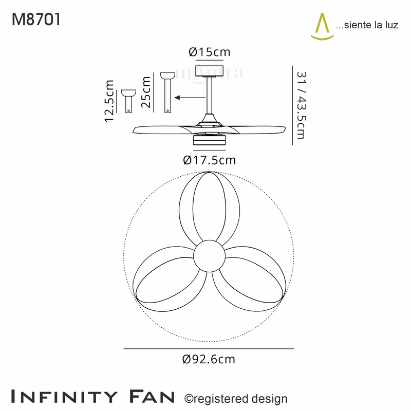 Load image into Gallery viewer, Mantra M8701 Infinity Fan 24W LED Dimmable Ceiling Light With Built-In 30W DC Reversible Fan, Remote Control 2700-5000K, 1800lm, Black -
