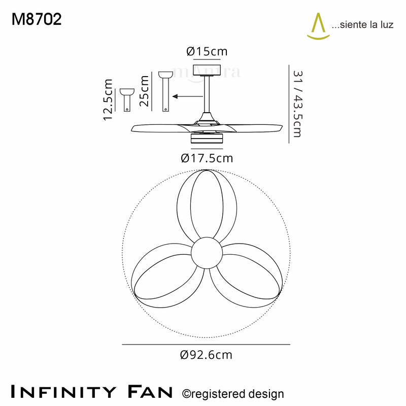 Load image into Gallery viewer, Mantra M8702 Infinity Fan 24W LED Dimmable Ceiling Light With Built-In 30W DC Reversible Fan, Remote Control 2700-5000K, 1800lm, White/Wood -
