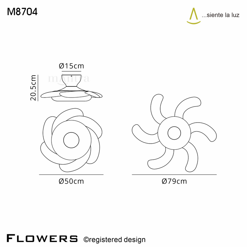 Load image into Gallery viewer, Mantra M8704 Flowers 24W LED Dimmable Ceiling Light With Built-In 25W DC Reversible Fan, Remote Control 2700-5000K, 2900lm, White/Wood -
