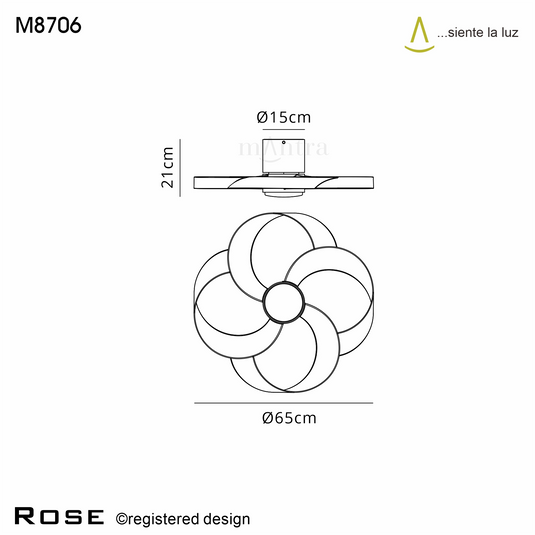 Mantra M8706 Rose 24W LED Dimmable Ceiling Light With Built-In 25W DC Reversible Fan, Remote Control 2700-5000K, 1800lm, Black -