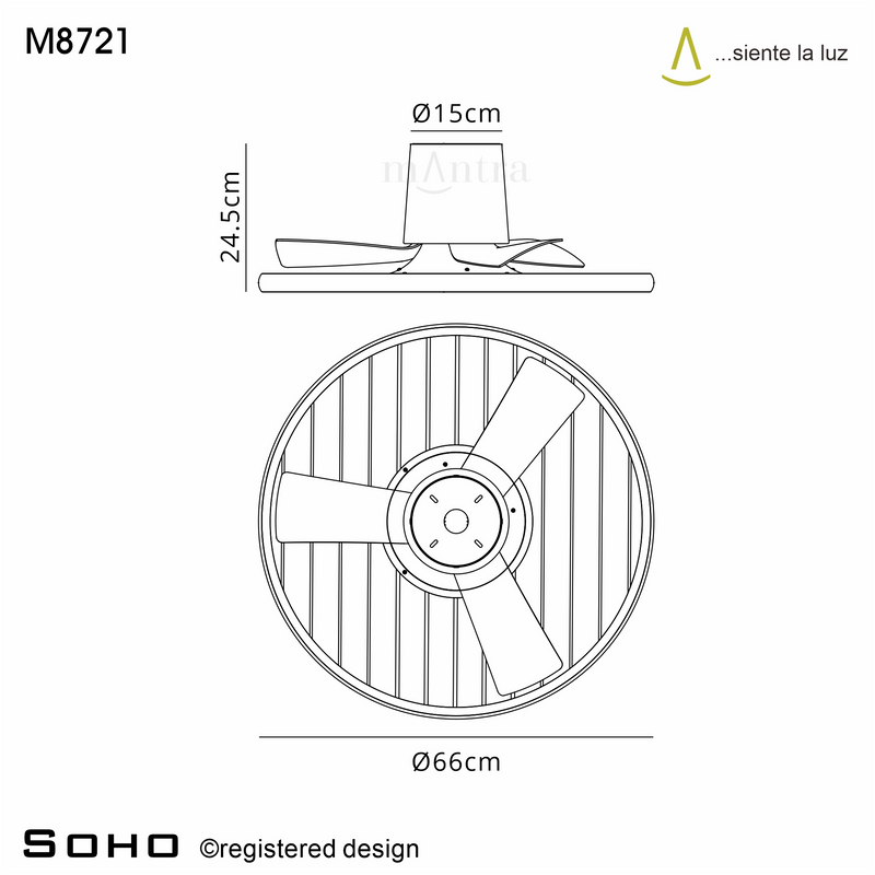 Load image into Gallery viewer, Mantra Soho M8721 45W LED Dimmable Ceiling Light With Built-In 30W DC Fan, 2700-5000K Remote Control, 3150lm, Black -
