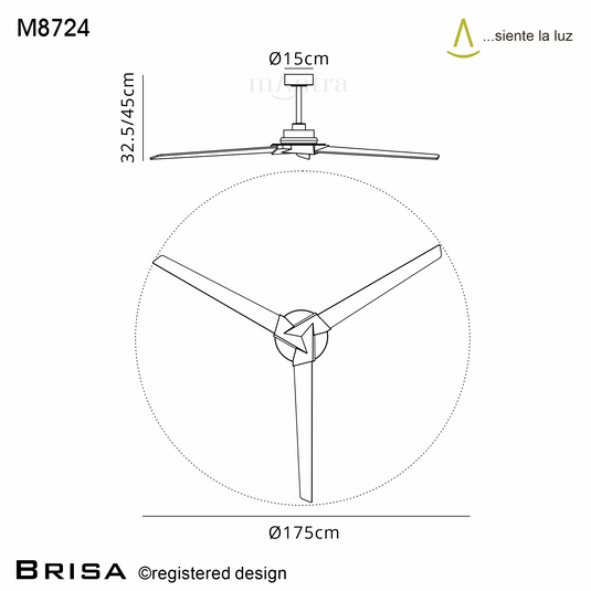 Mantra M8724 Brisa 20W LED Dimmable Ceiling Light With Built-In 40W DC Reversible Fan, 2700-5000K Remote Control, White, 1400lm, IP44 -