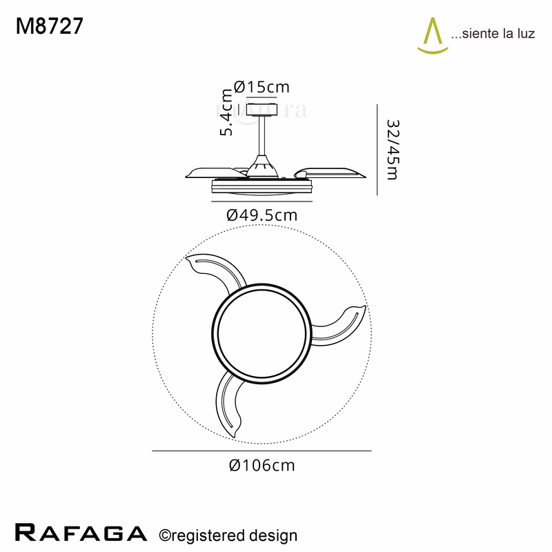 Load image into Gallery viewer, Mantra M8727 Rafaga 50W LED Dimmable White/RGB Ceiling Light With Built-In 30W DC Reversible Fan, Remote Control 3000-6500K, 3200lm, White -
