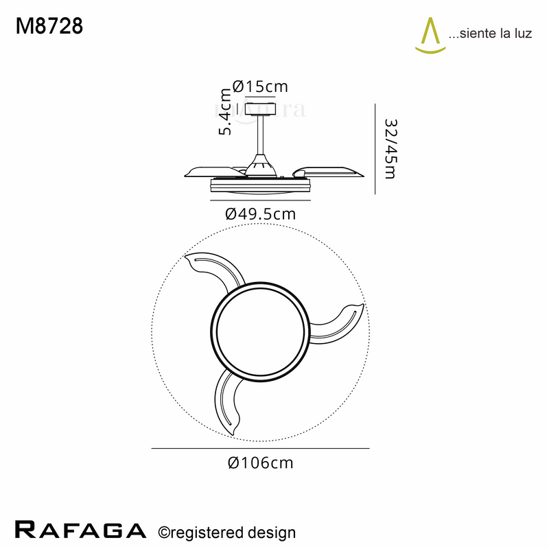 Load image into Gallery viewer, Mantra M8728 Rafaga 50W LED Dimmable White/RGB Ceiling Light With Built-In 30W DC Reversible Fan, Remote Control 3000-6500K, 3200lm, Black -
