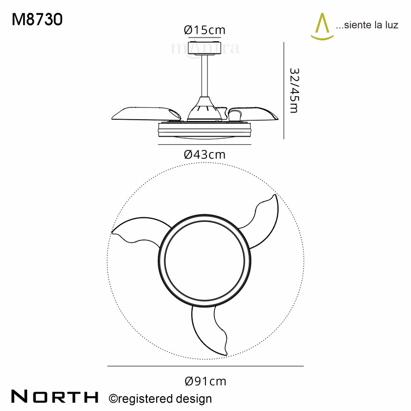 Load image into Gallery viewer, Mantra M8730 North 40W LED Dimmable White/RGB Ceiling Light With Built-In 28W DC Reversible Fan, Remote Control 3000-6500K, 2500lm, Black -
